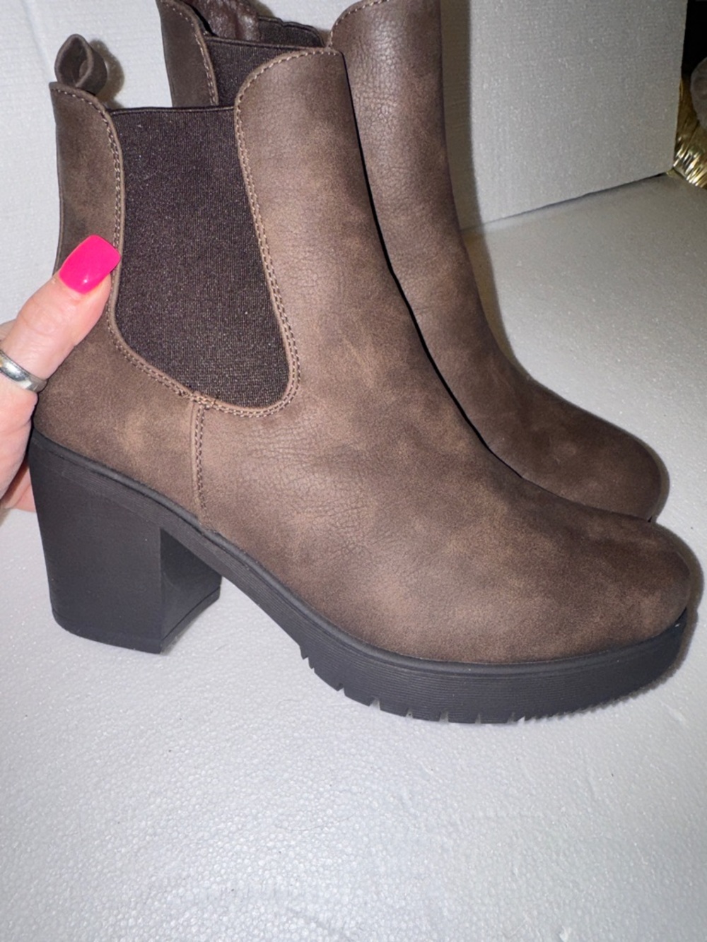 Dream Pairs Brown Suede Chelsea Ankle Boots